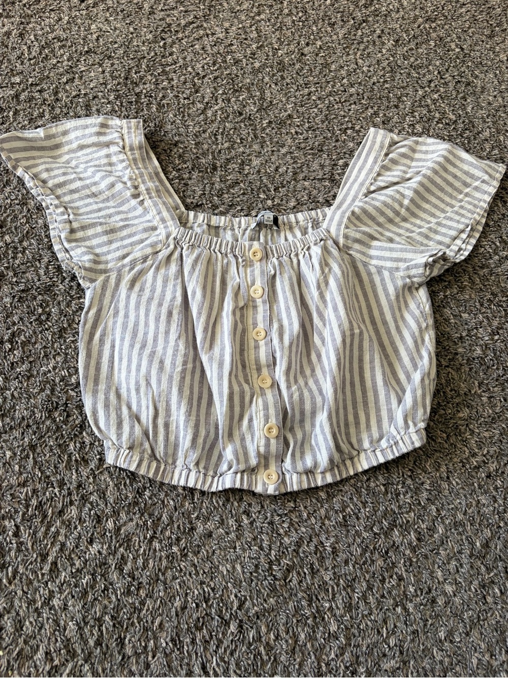 Madewell Striped Button-Front Crop Top